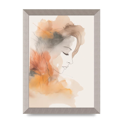Minimalistic Womans Face in Autumn Hues