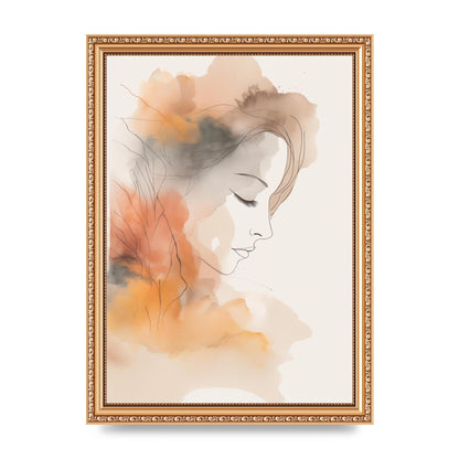 Minimalistic Womans Face in Autumn Hues
