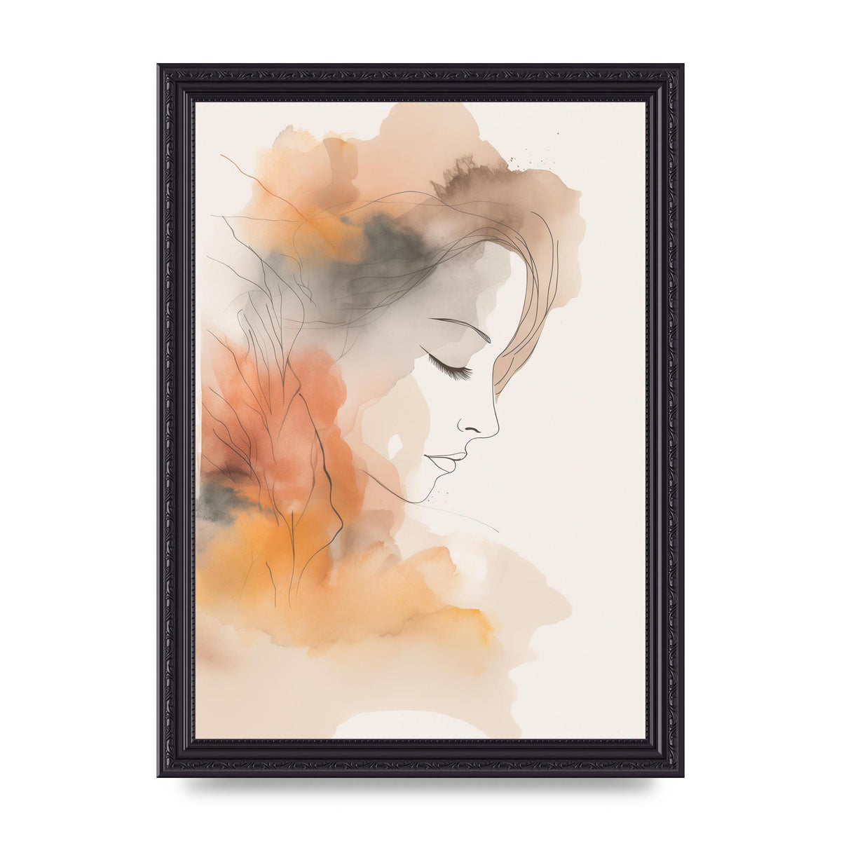 Minimalistic Womans Face in Autumn Hues