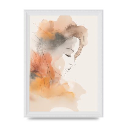 Minimalistic Womans Face in Autumn Hues