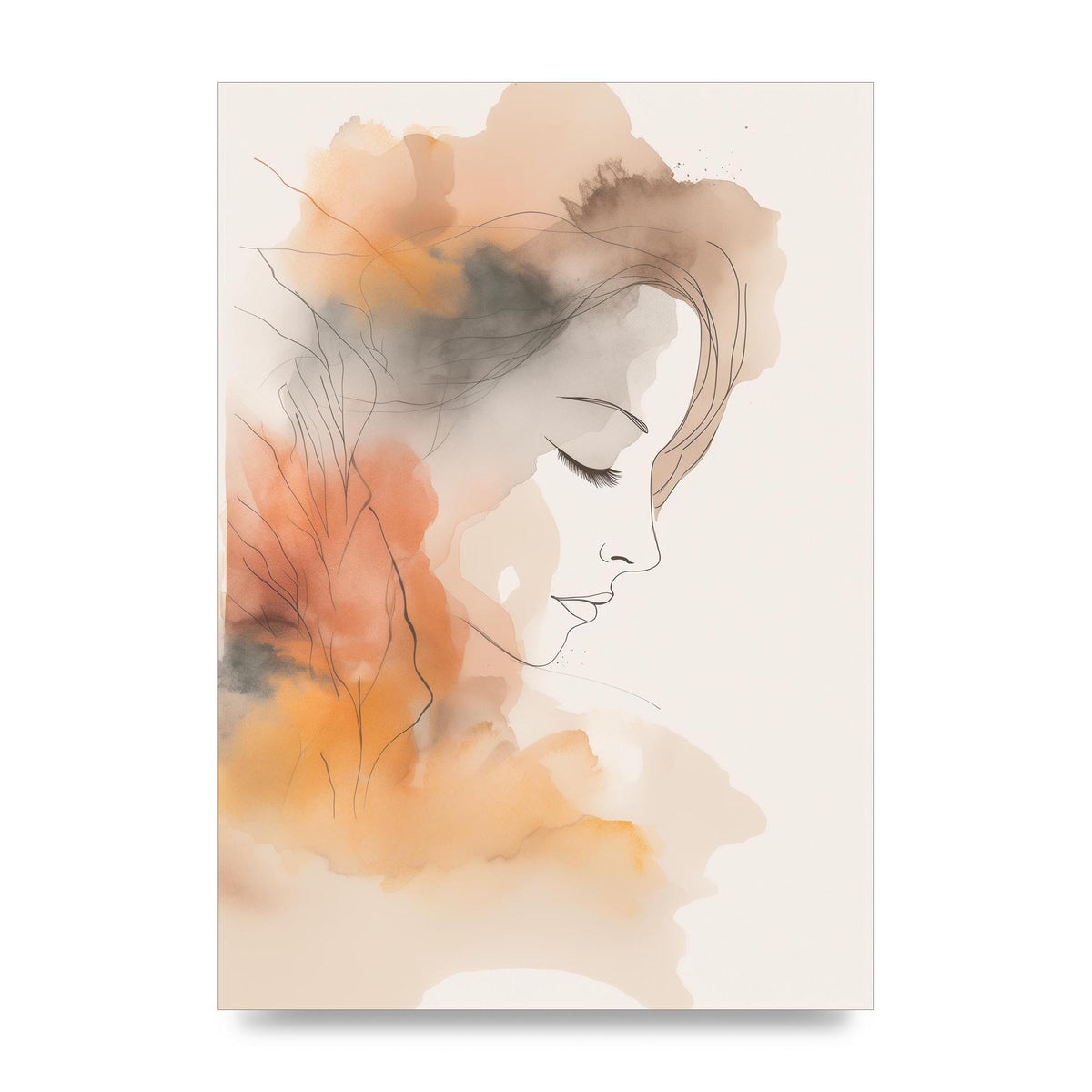 Minimalistic Womans Face in Autumn Hues