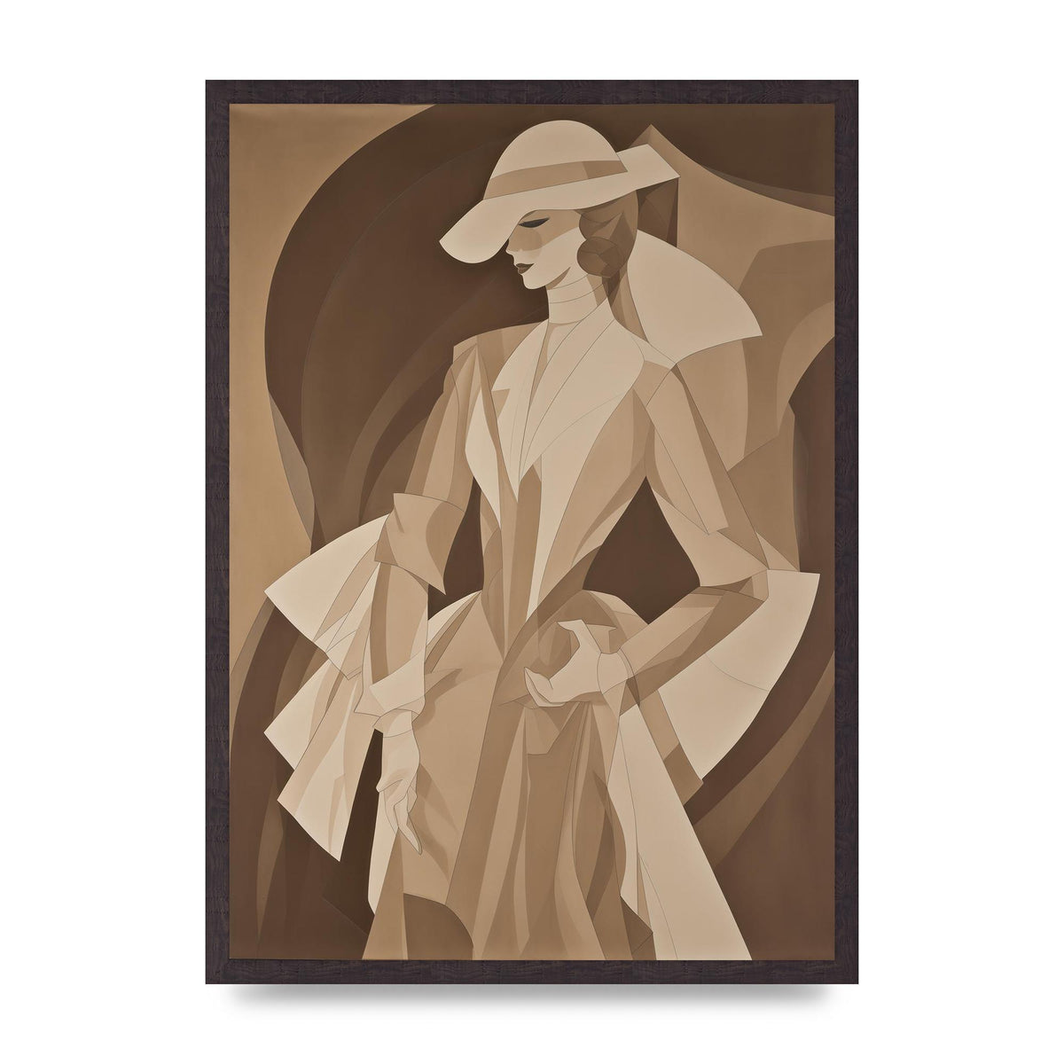 Subtle Graceful Woman on Taupe Canvas