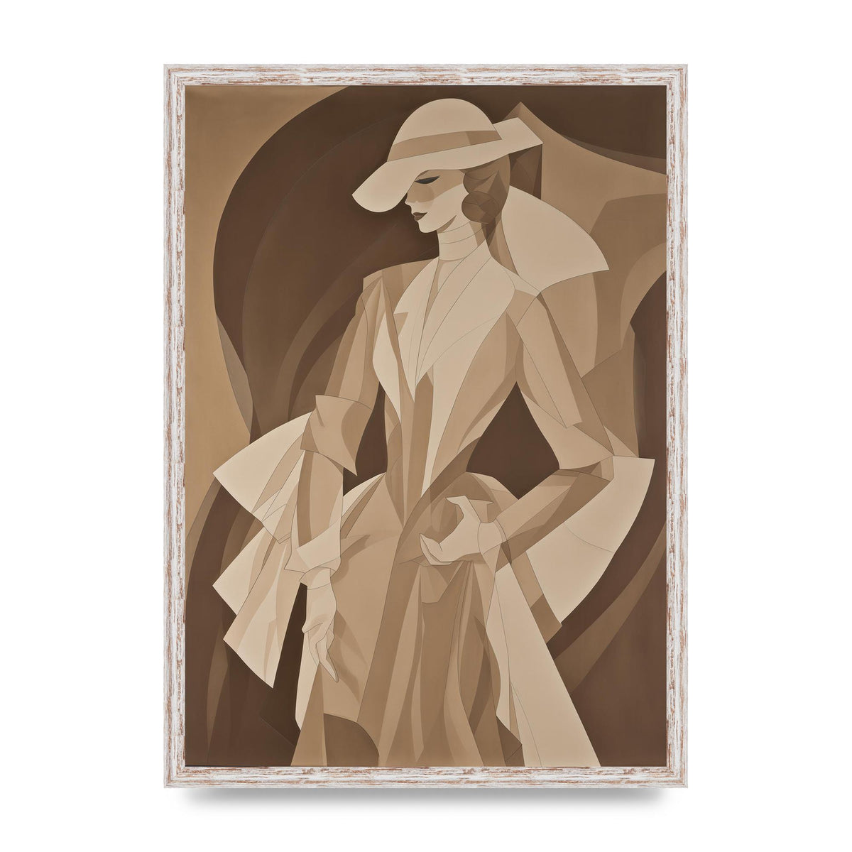 Subtle Graceful Woman on Taupe Canvas