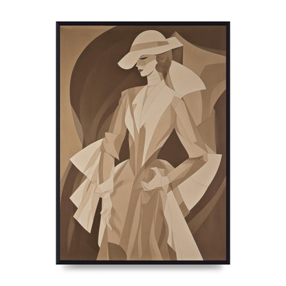 Subtle Graceful Woman on Taupe Canvas
