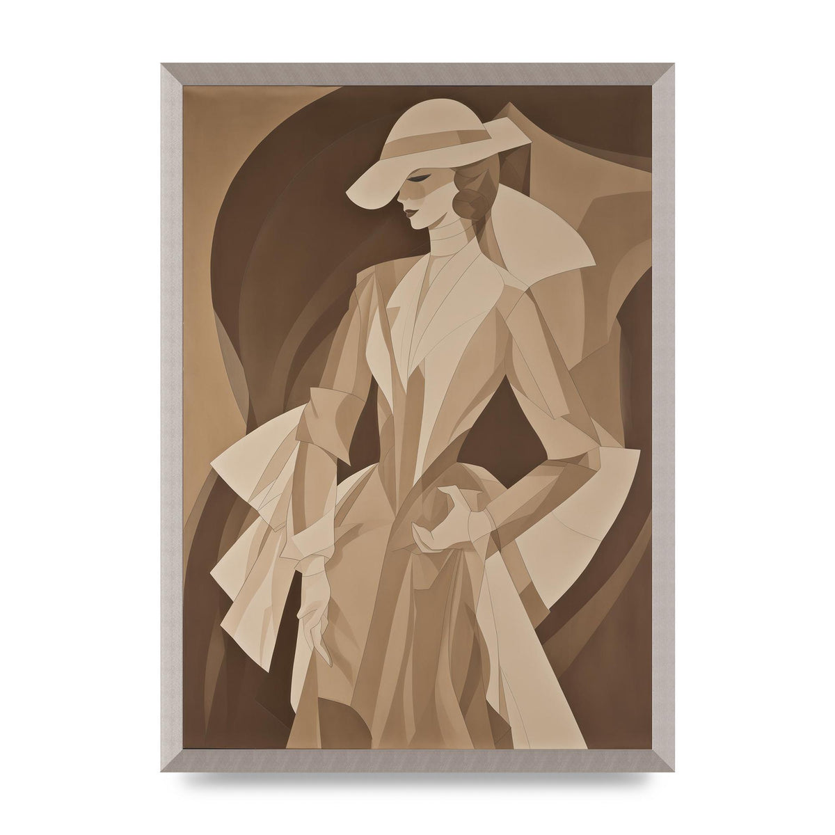 Subtle Graceful Woman on Taupe Canvas