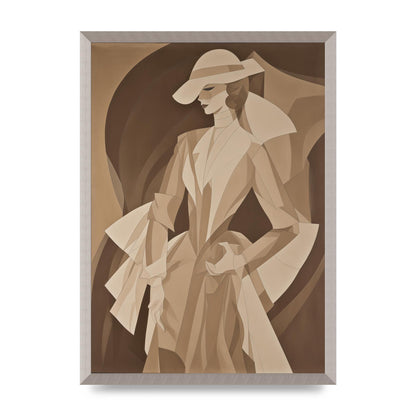 Subtle Graceful Woman on Taupe Canvas