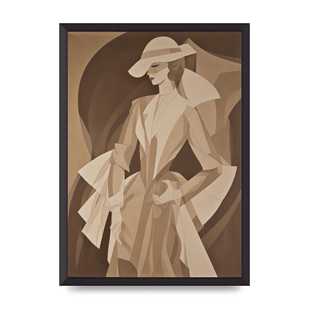 Subtle Graceful Woman on Taupe Canvas