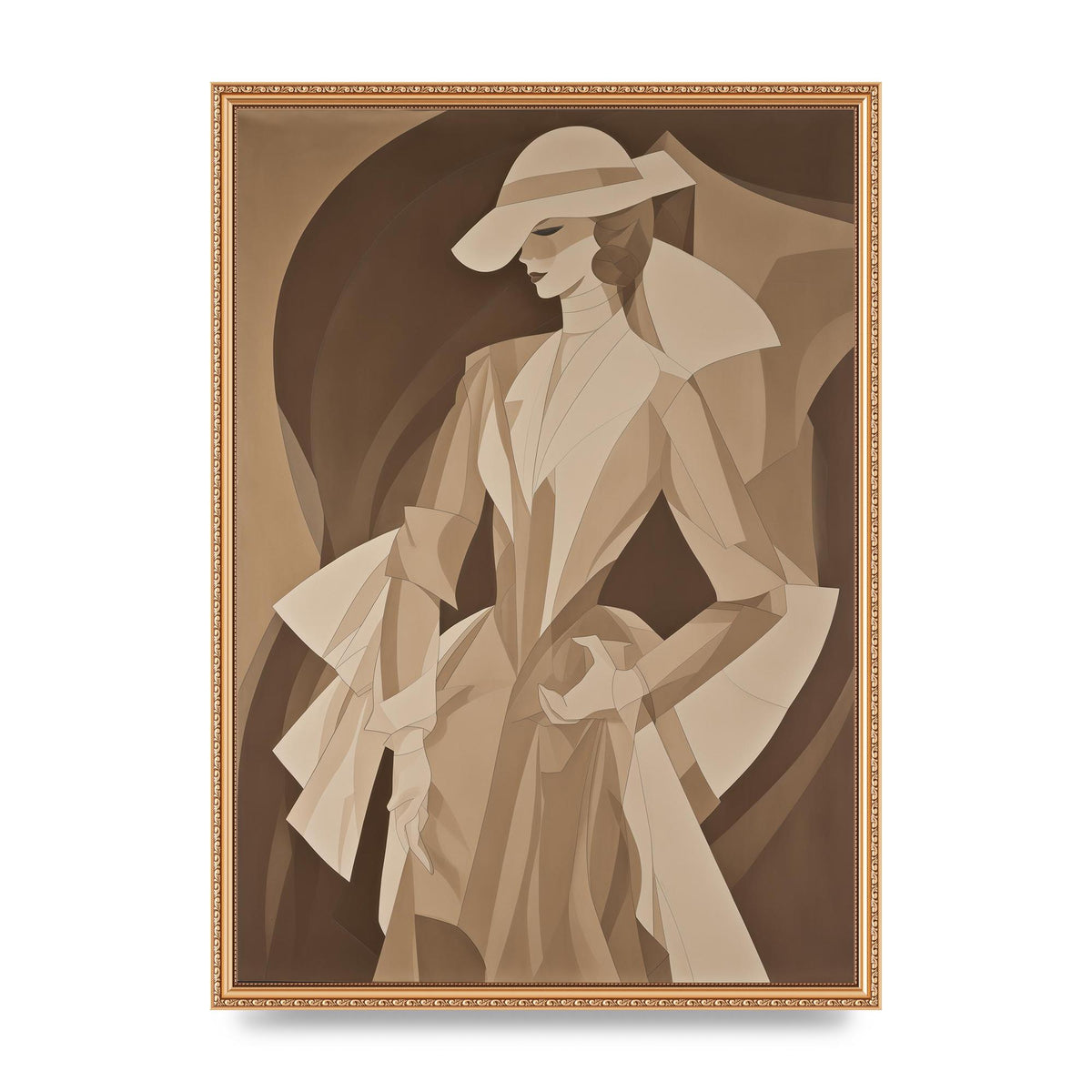 Subtle Graceful Woman on Taupe Canvas