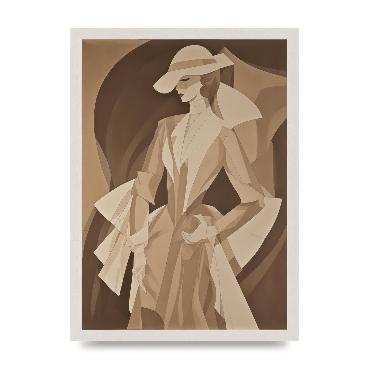 Subtle Graceful Woman on Taupe Canvas
