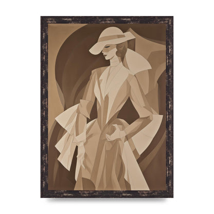 Subtle Graceful Woman on Taupe Canvas