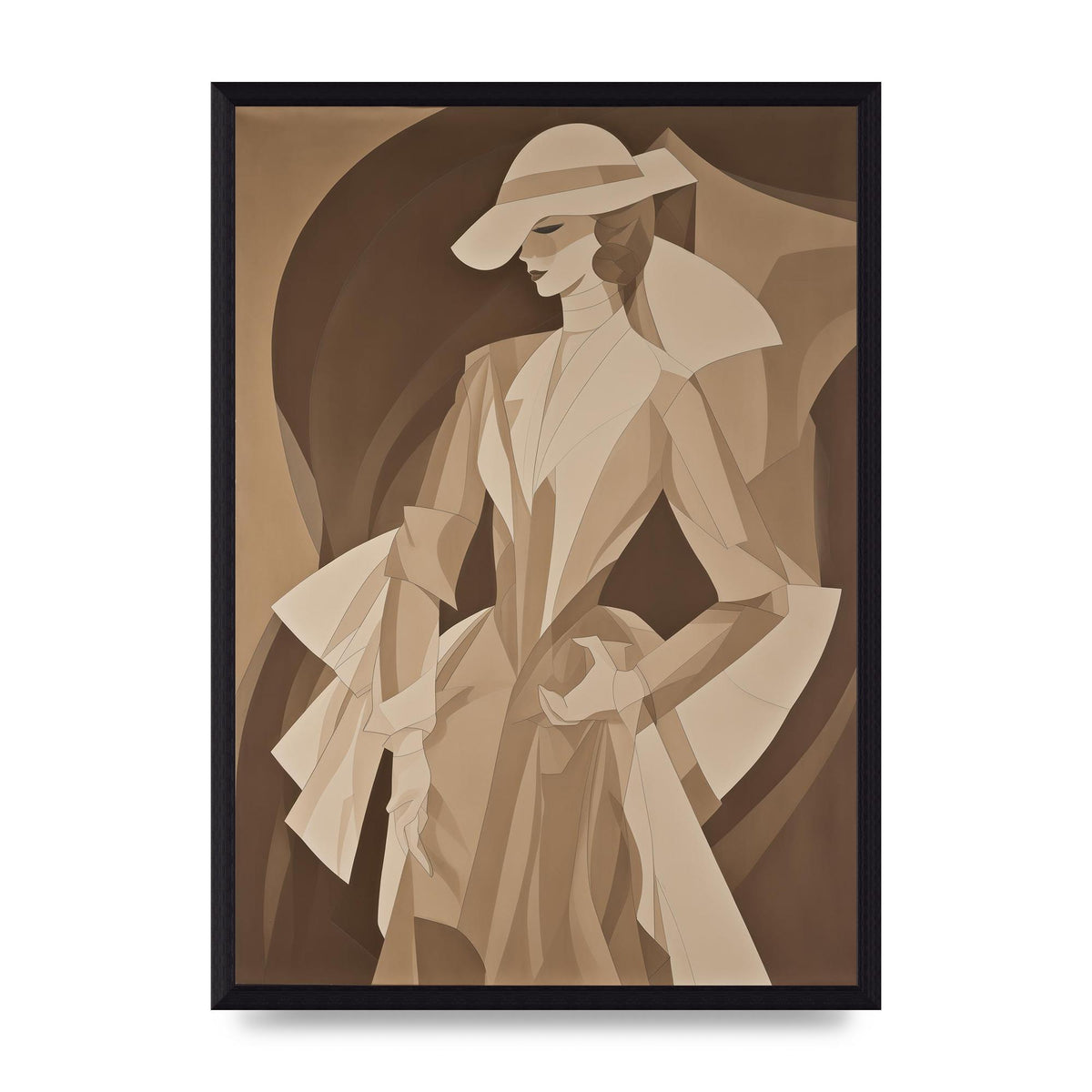Subtle Graceful Woman on Taupe Canvas