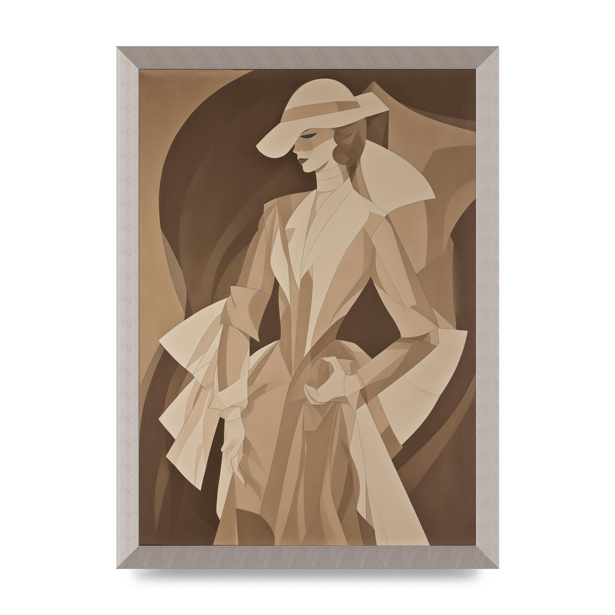 Subtle Graceful Woman on Taupe Canvas