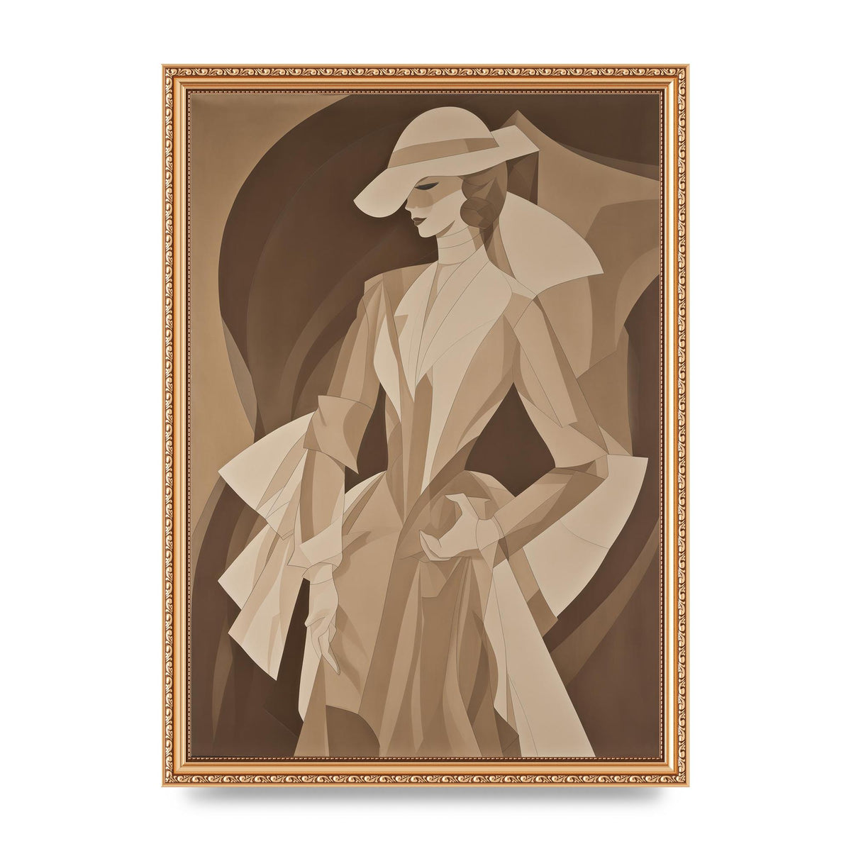 Subtle Graceful Woman on Taupe Canvas