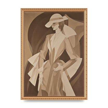 Subtle Graceful Woman on Taupe Canvas