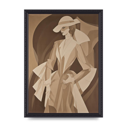 Subtle Graceful Woman on Taupe Canvas
