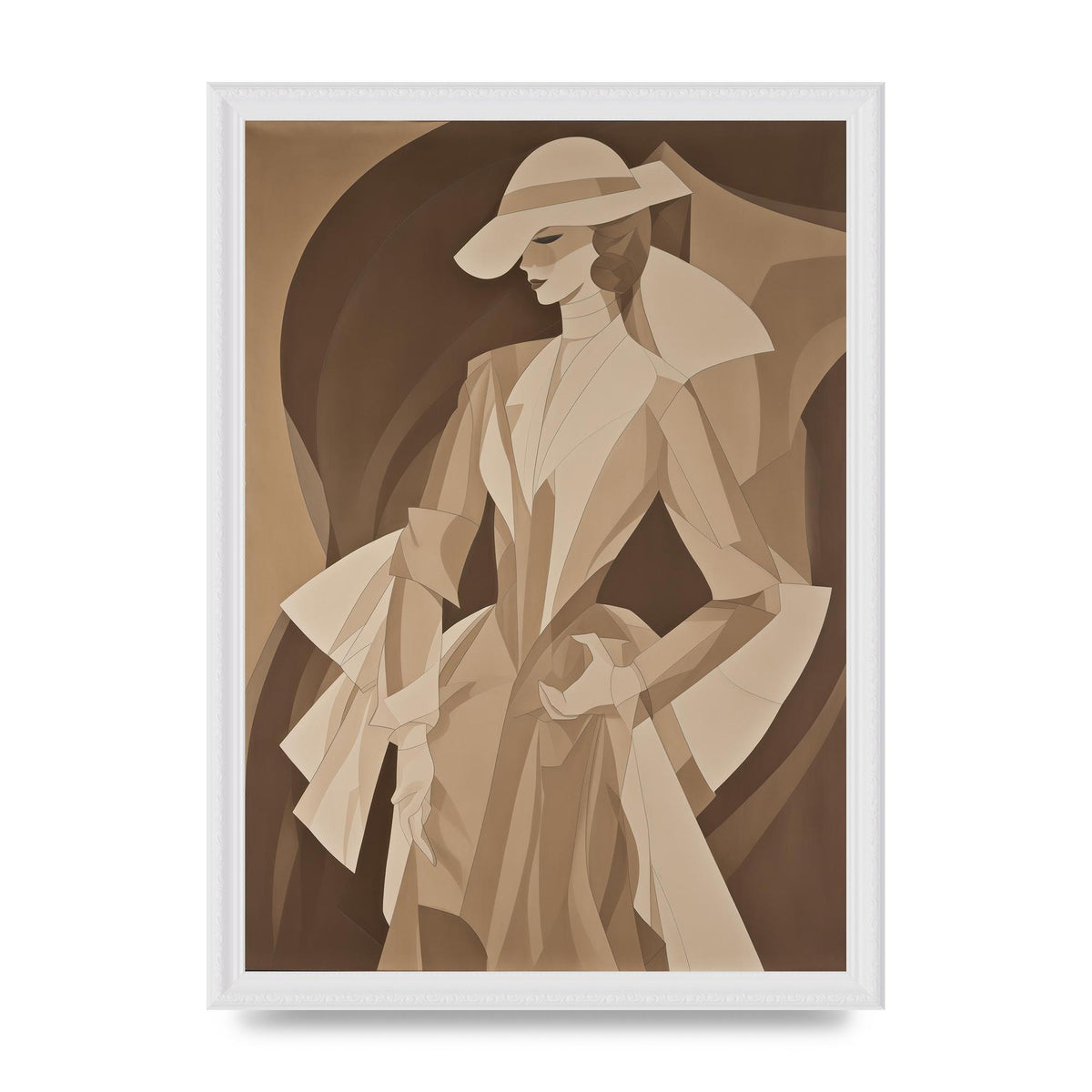 Subtle Graceful Woman on Taupe Canvas