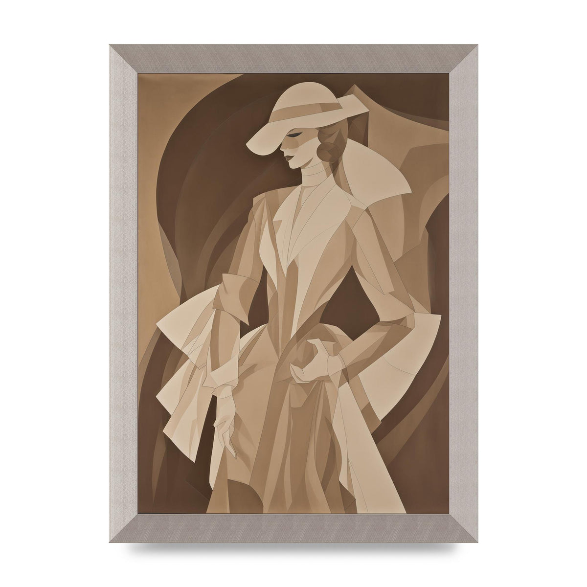 Subtle Graceful Woman on Taupe Canvas