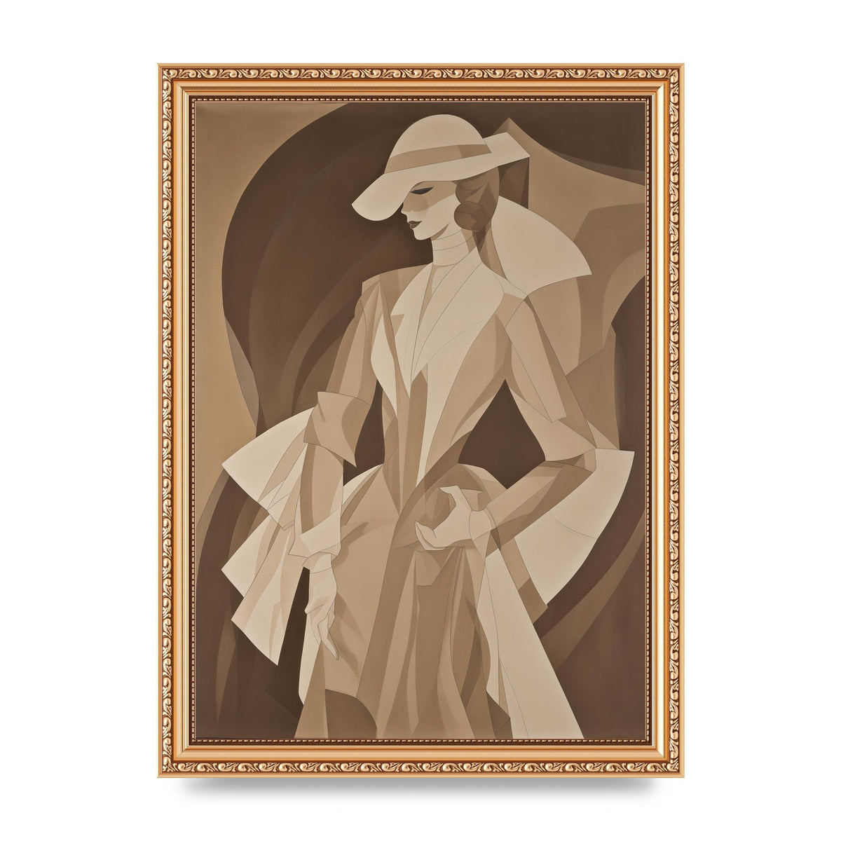 Subtle Graceful Woman on Taupe Canvas