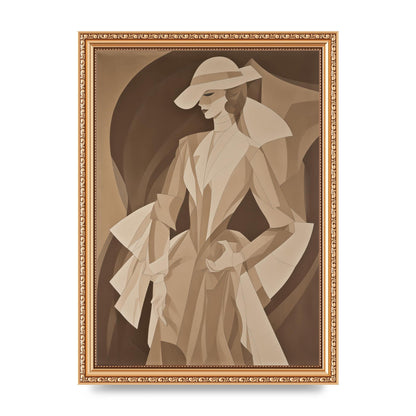 Subtle Graceful Woman on Taupe Canvas