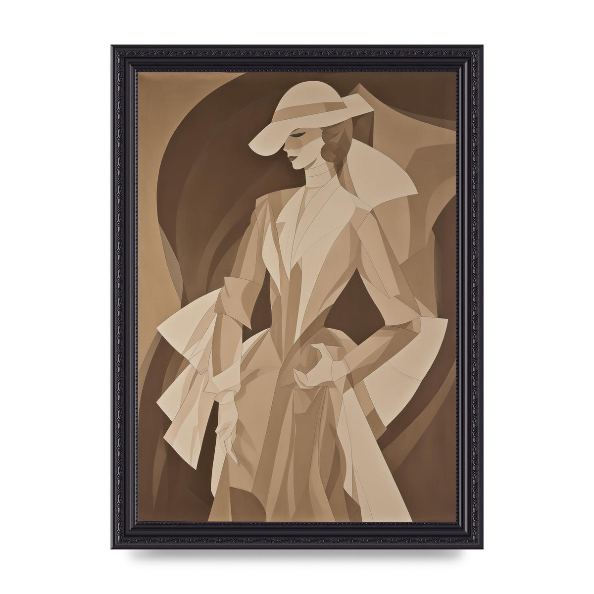 Subtle Graceful Woman on Taupe Canvas