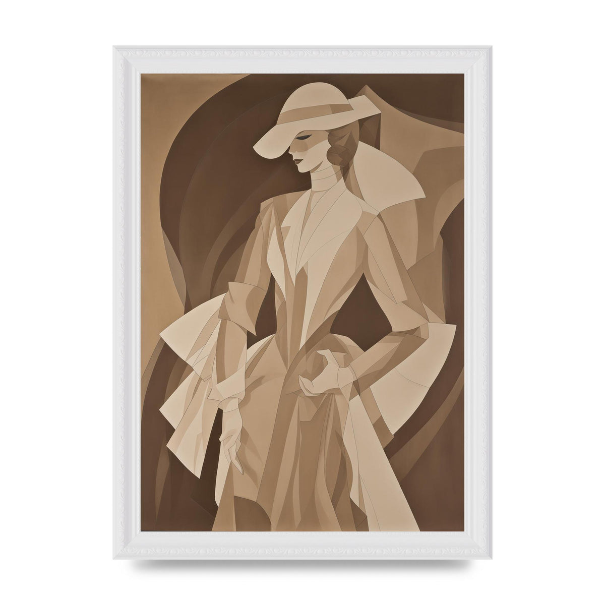 Subtle Graceful Woman on Taupe Canvas