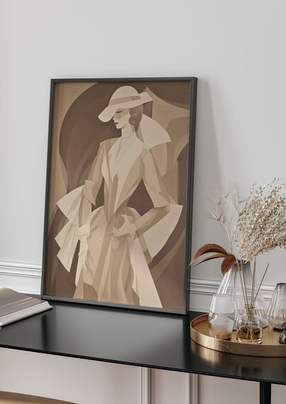 Subtle Graceful Woman on Taupe Canvas