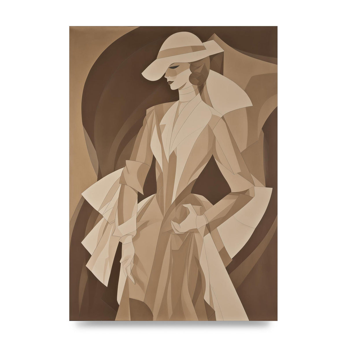 Subtle Graceful Woman on Taupe Canvas