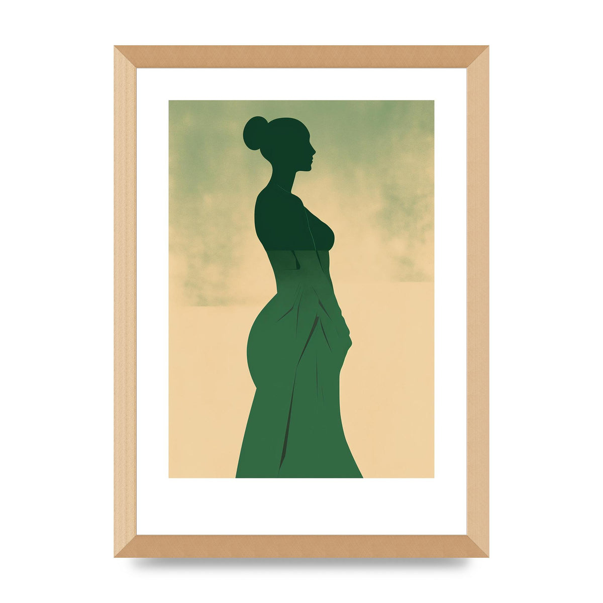 Elegant Womans Line Art on Lush Green