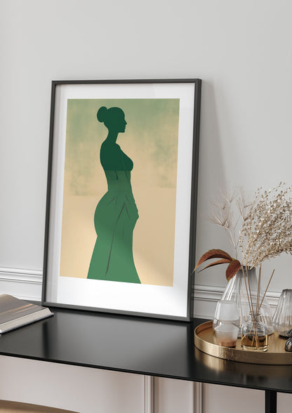Elegant Womans Line Art on Lush Green
