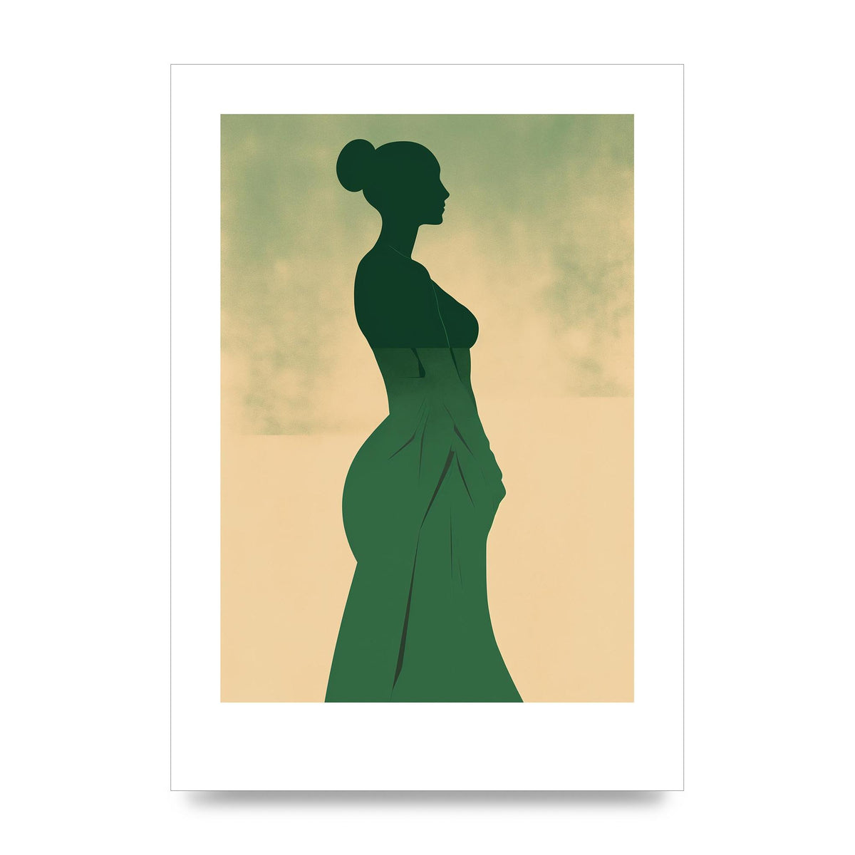 Elegant Womans Line Art on Lush Green
