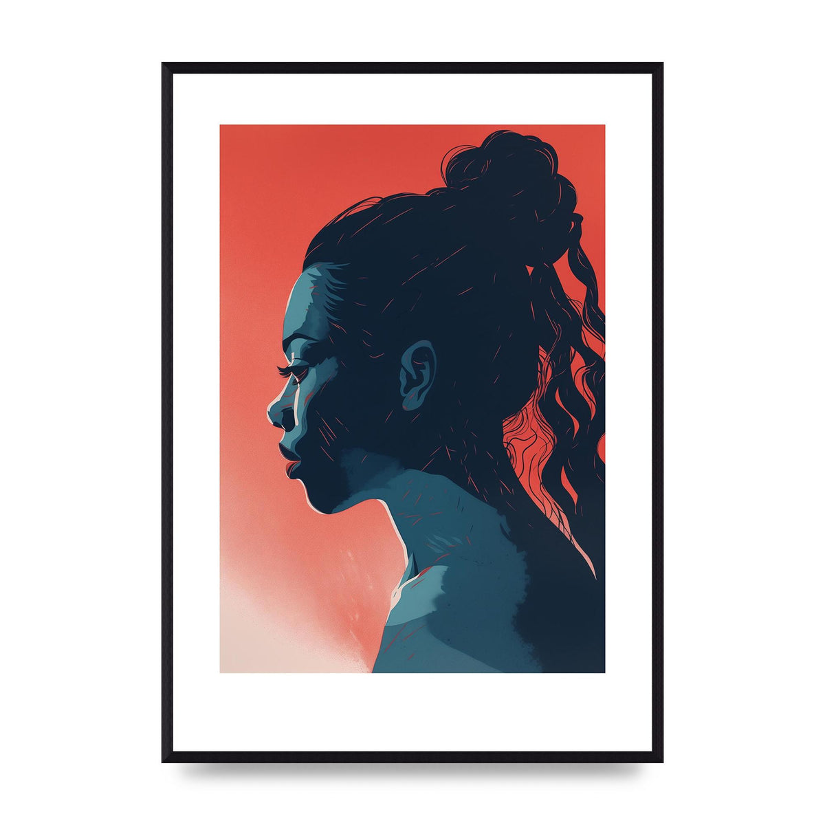 Light and Shadow Blend in Womans Risograph
