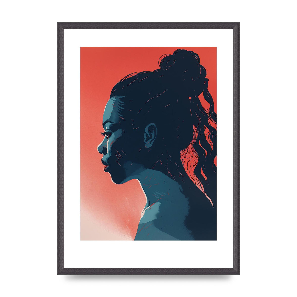 Light and Shadow Blend in Womans Risograph