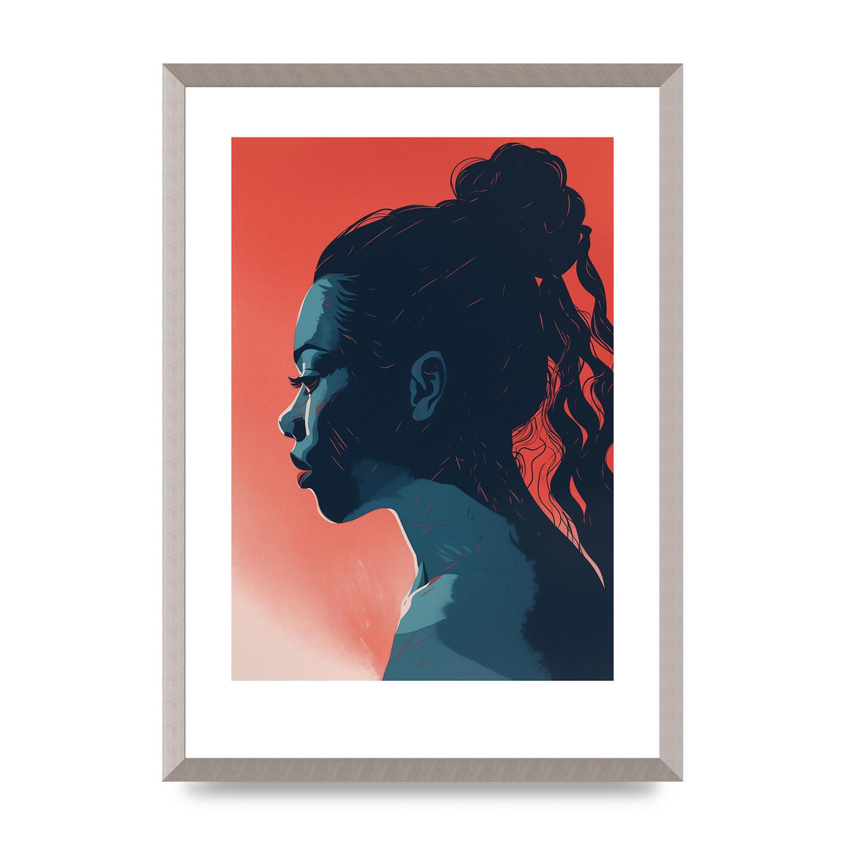 Light and Shadow Blend in Womans Risograph