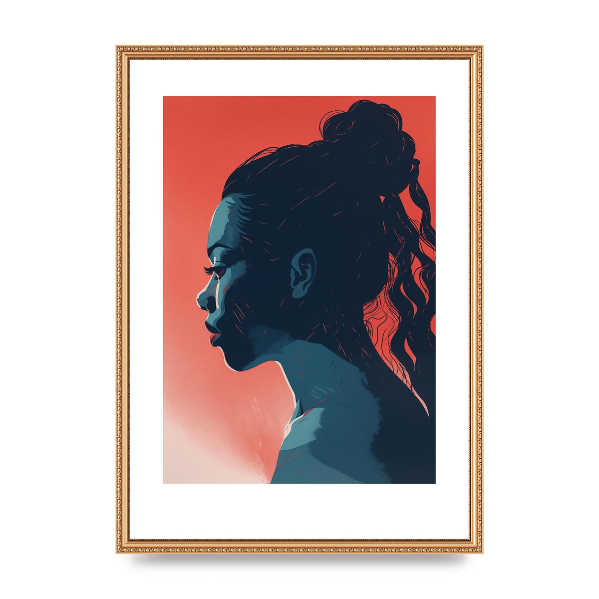 Light and Shadow Blend in Womans Risograph