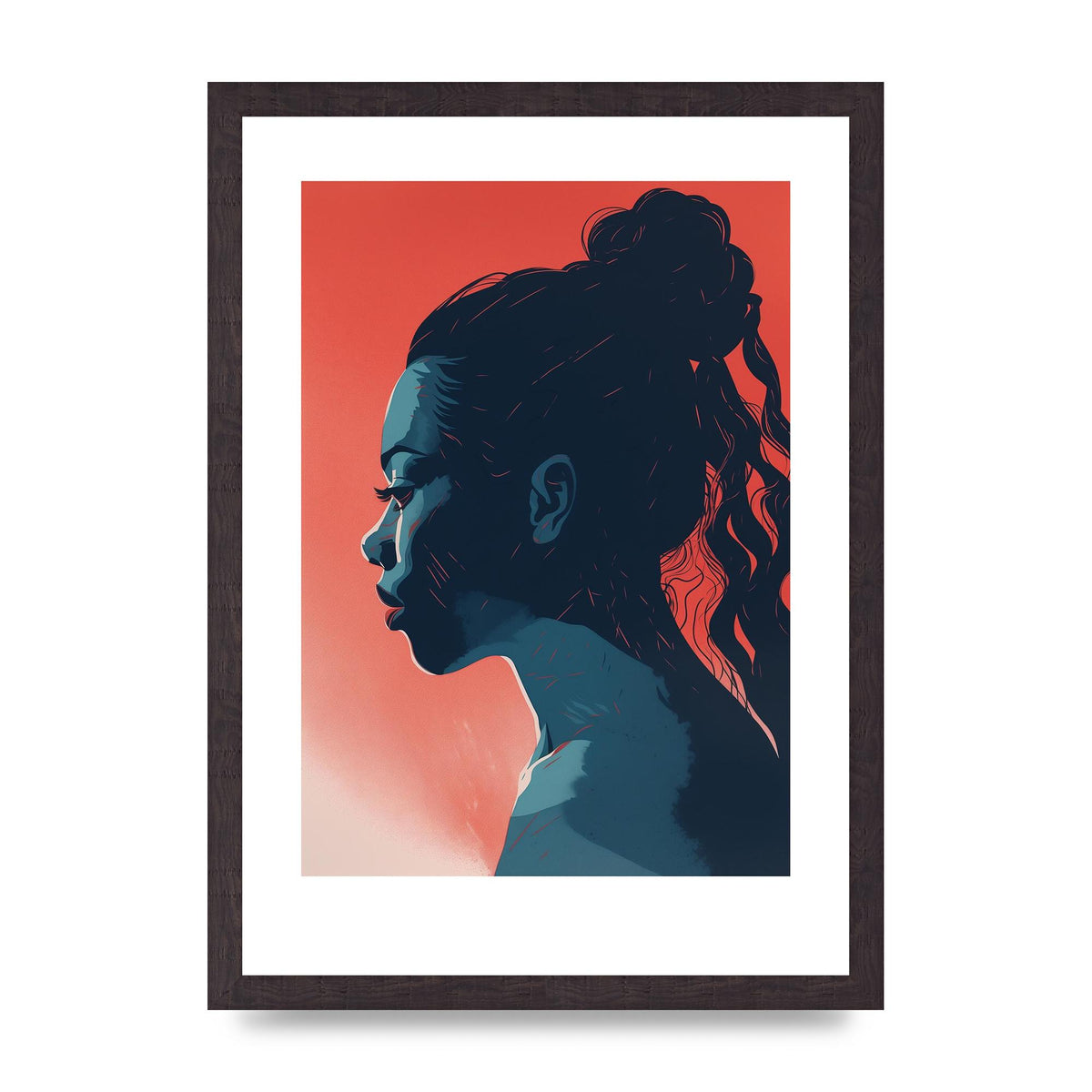 Light and Shadow Blend in Womans Risograph