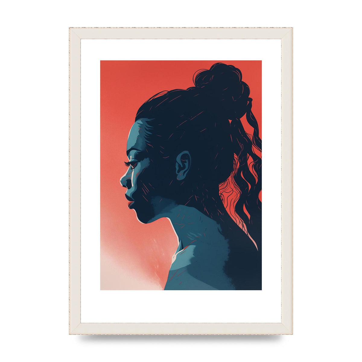 Light and Shadow Blend in Womans Risograph