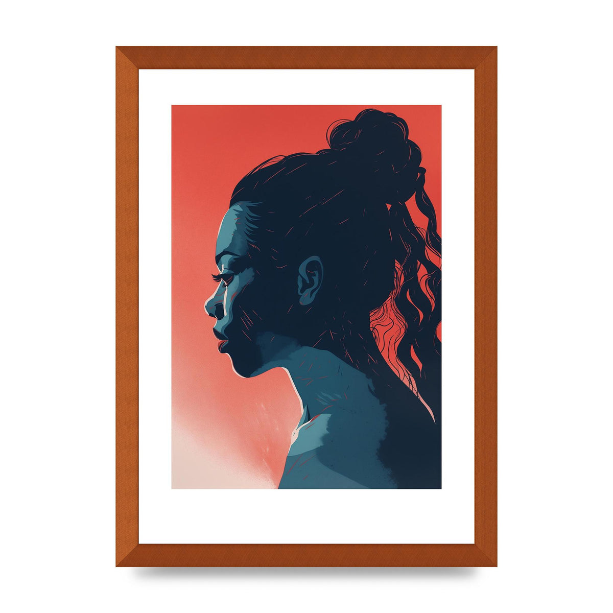 Light and Shadow Blend in Womans Risograph