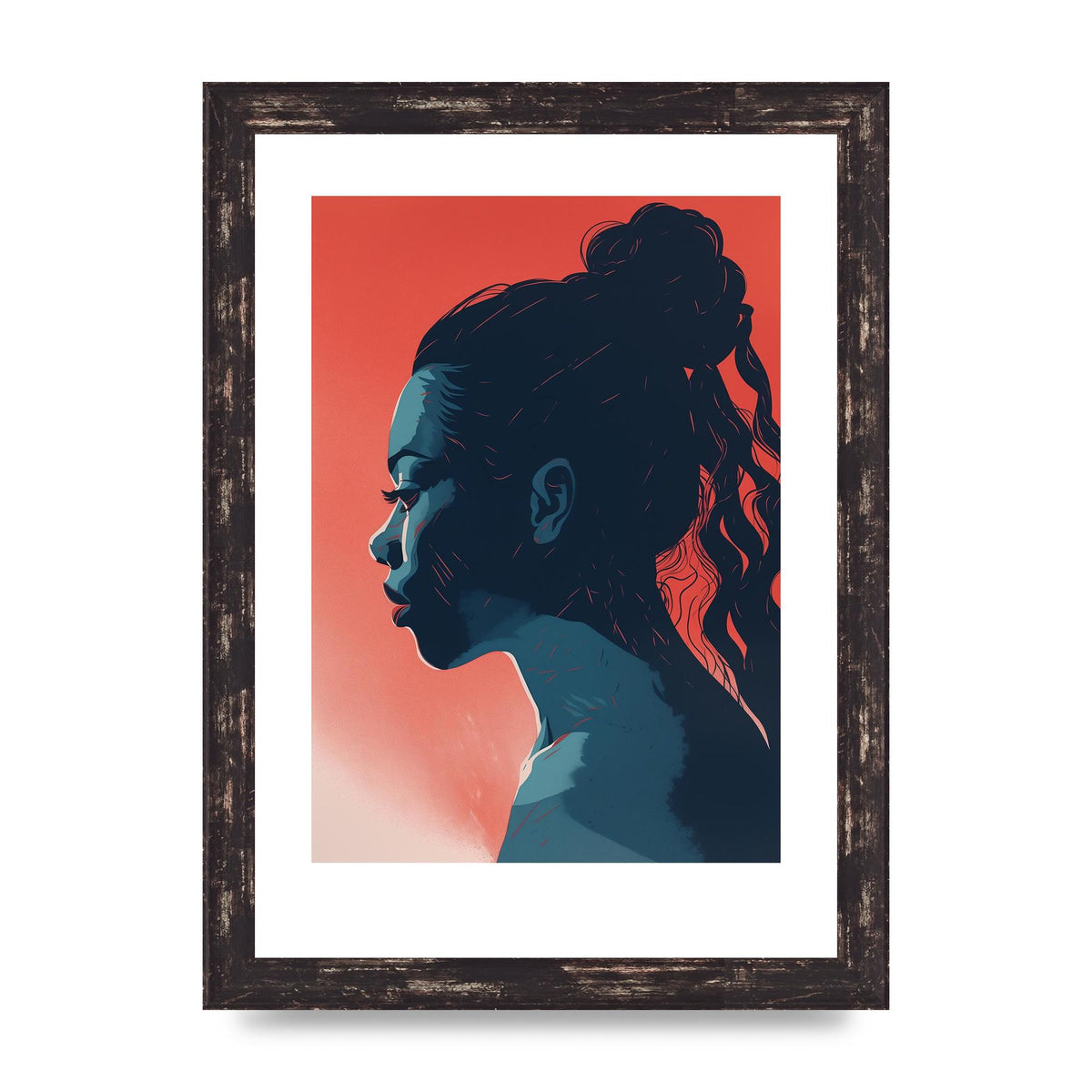 Light and Shadow Blend in Womans Risograph