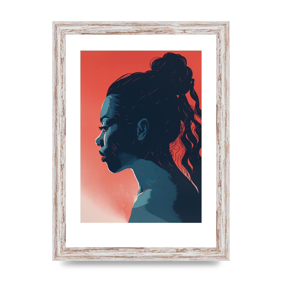 Light and Shadow Blend in Womans Risograph