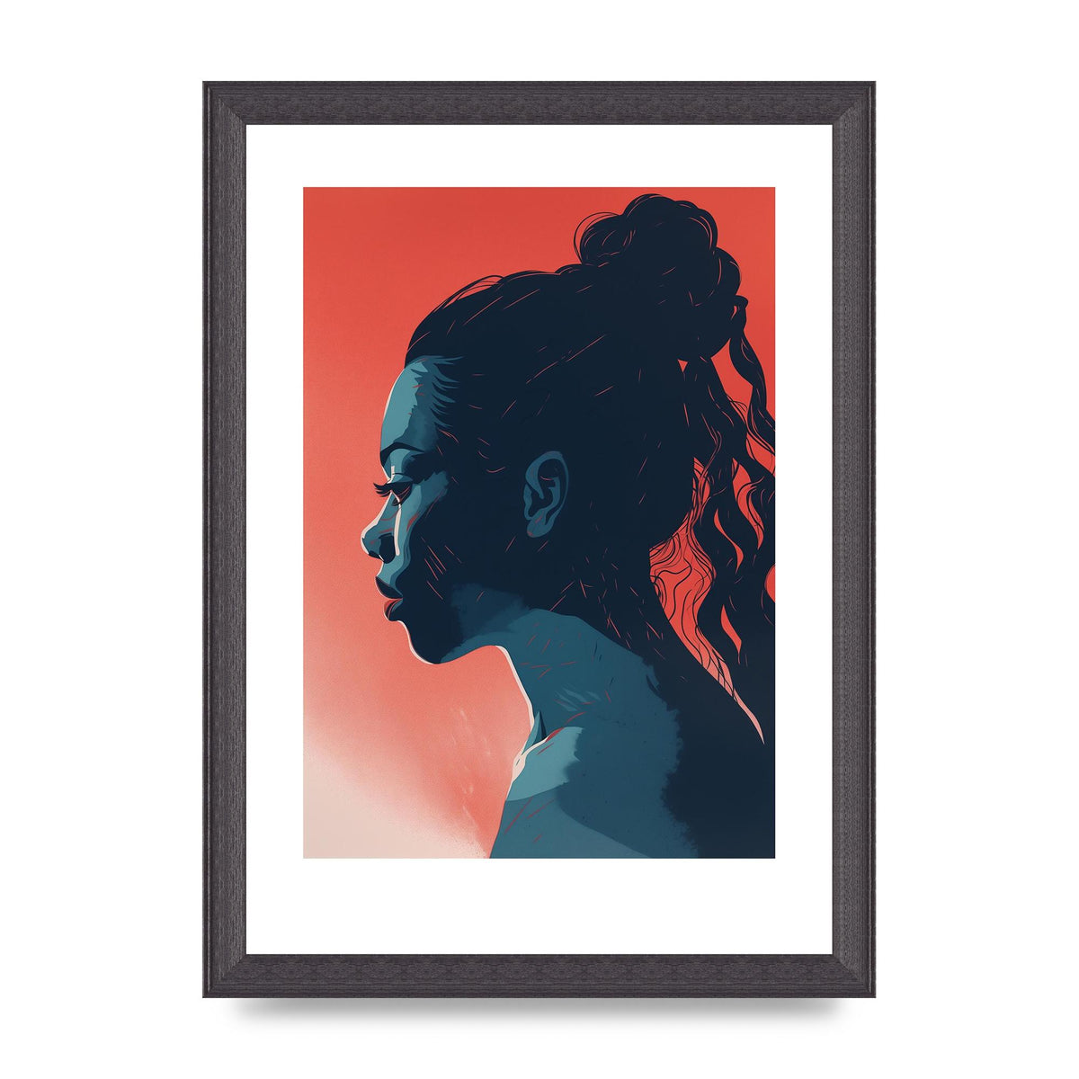 Light and Shadow Blend in Womans Risograph