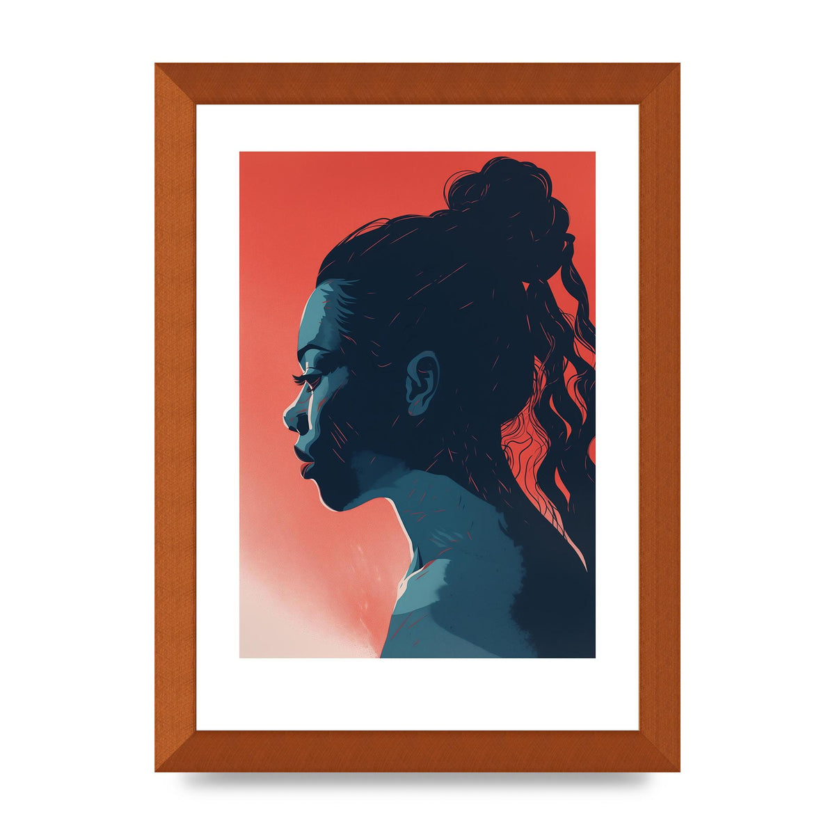 Light and Shadow Blend in Womans Risograph