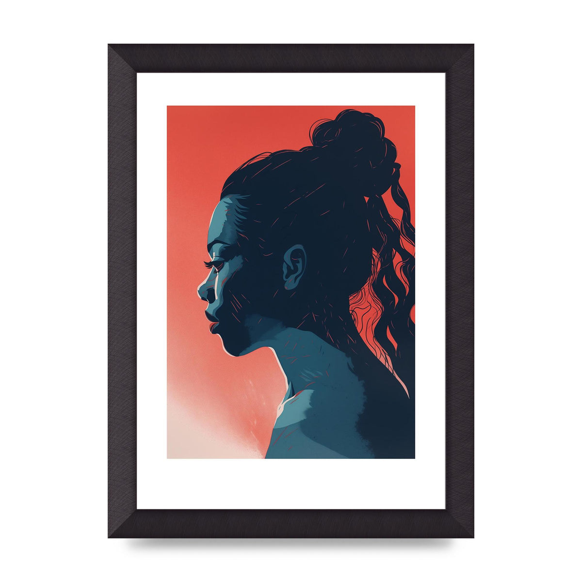 Light and Shadow Blend in Womans Risograph