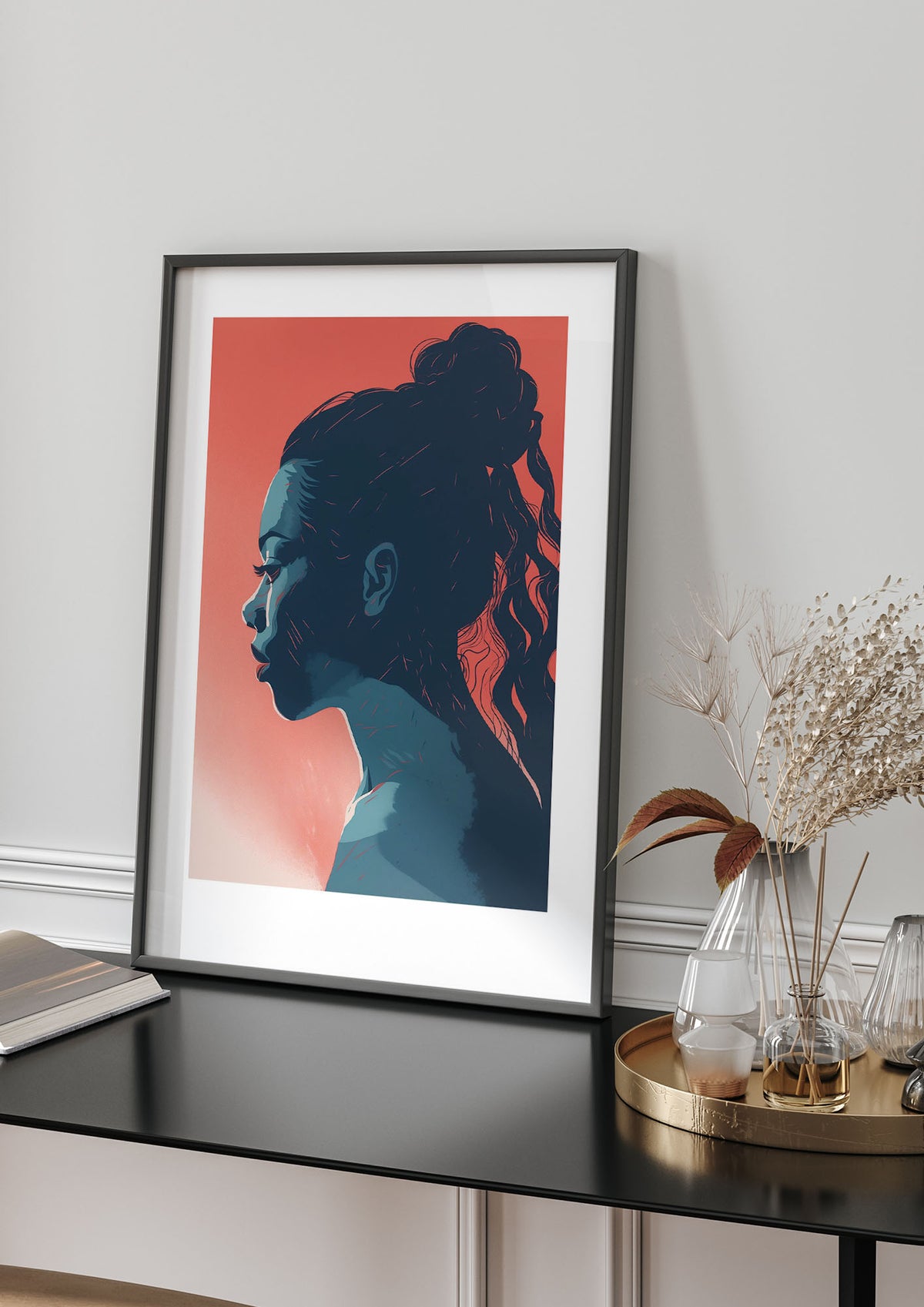 Light and Shadow Blend in Womans Risograph