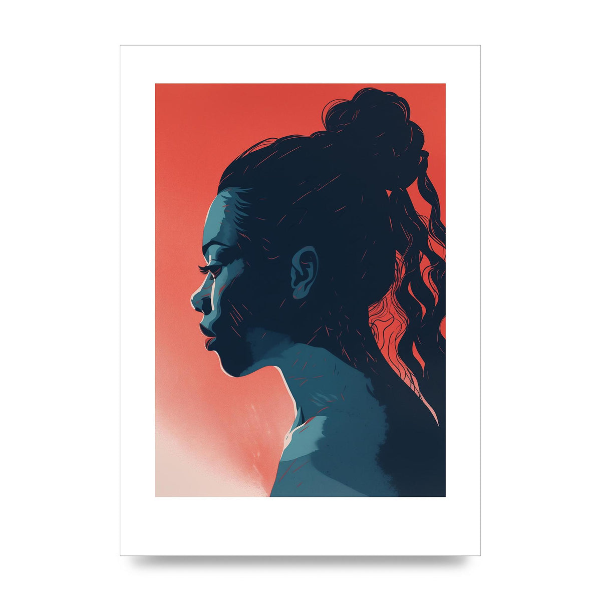Light and Shadow Blend in Womans Risograph