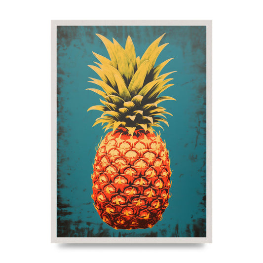 Abstract Pineapple Woodblock Print
