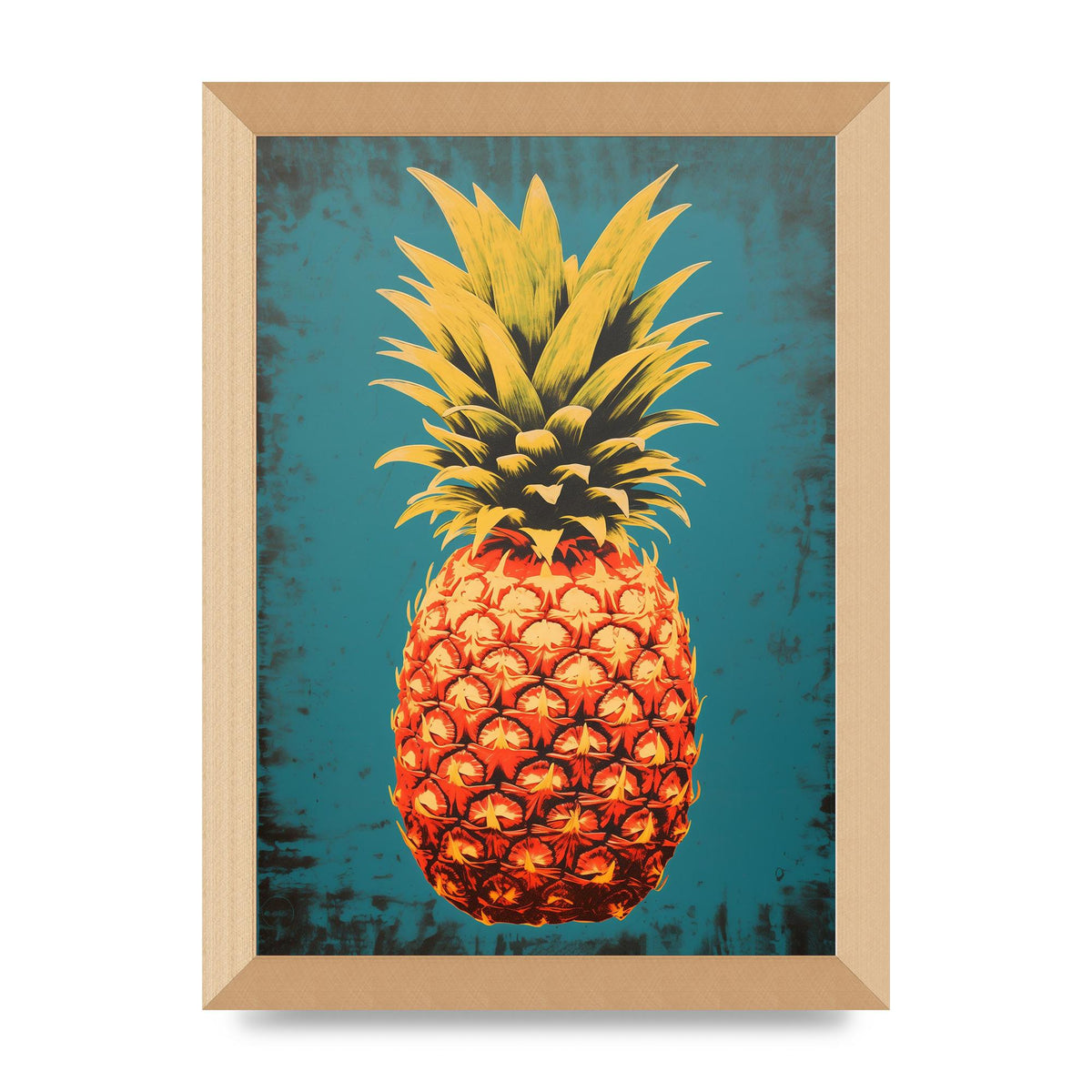 Abstract Pineapple Woodblock Print