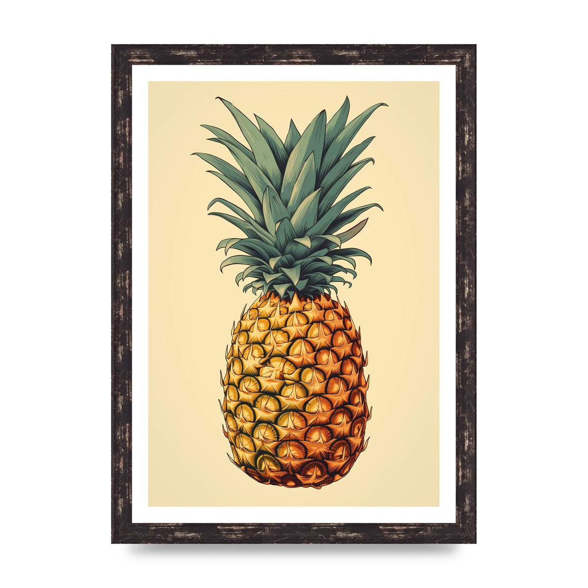 Captivating Pineapple Woodblock Rendition