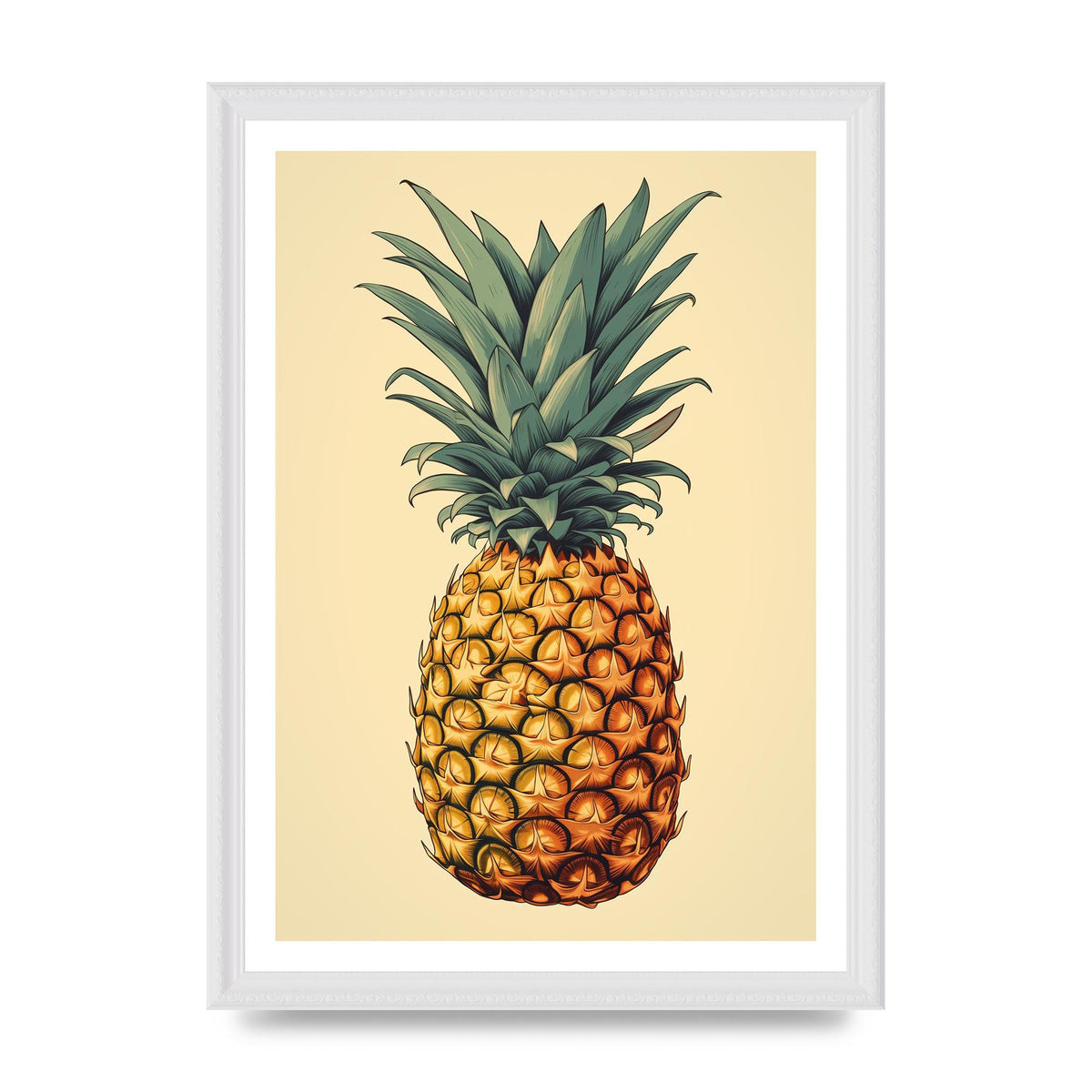 Captivating Pineapple Woodblock Rendition