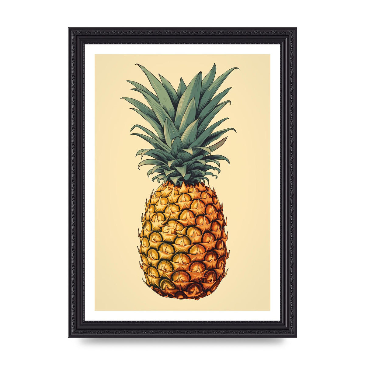 Captivating Pineapple Woodblock Rendition