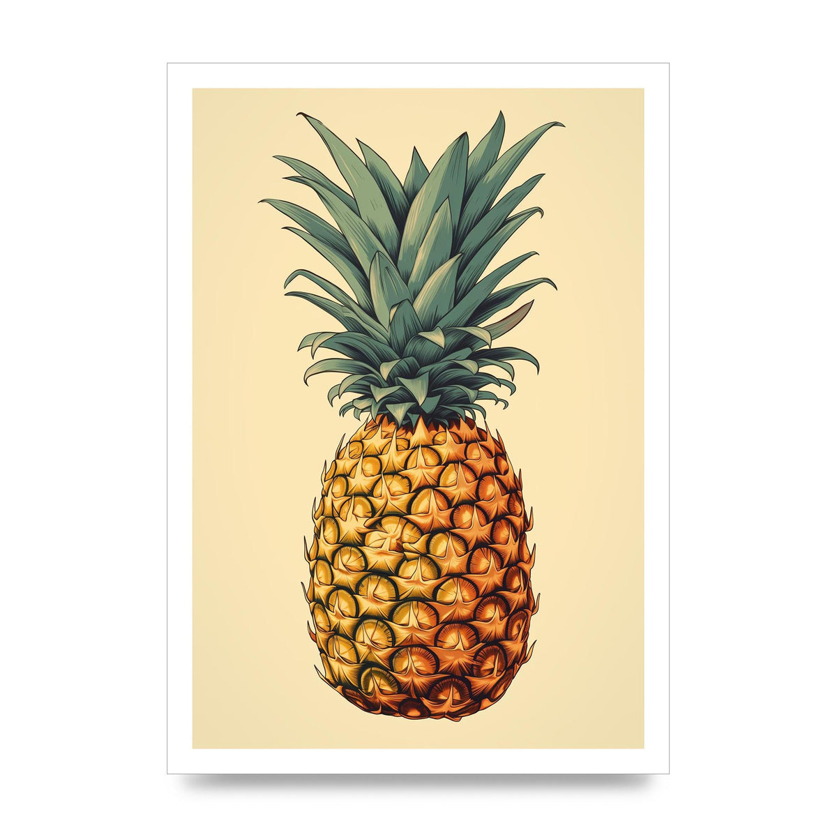 Captivating Pineapple Woodblock Rendition